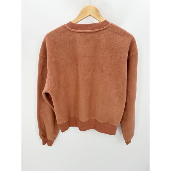 Fabletics Sweatshirt Women MEDIUM Orange Toffee Rayne Polar Fleece Crewneck - Picture 2 of 9